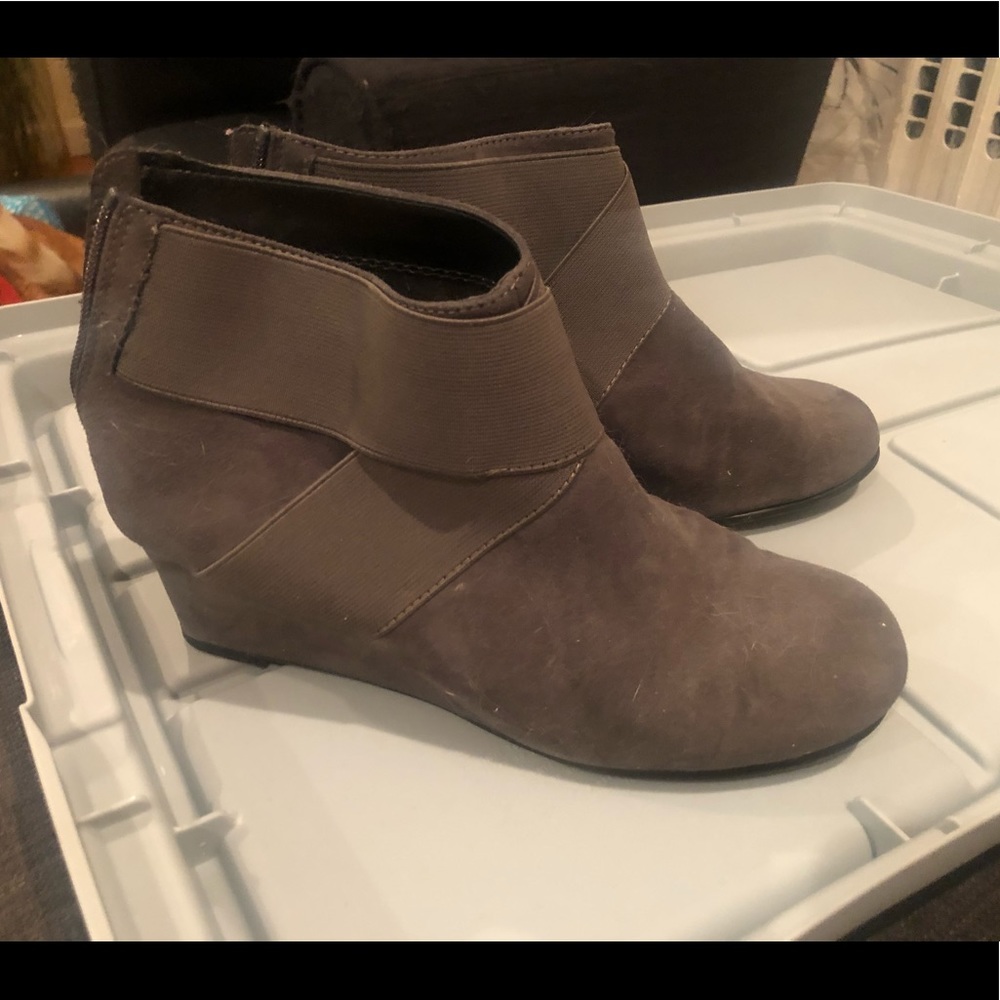 Gray suede booties